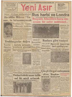 Yeni Asır Gazetesi December 30, 1942 kapağı