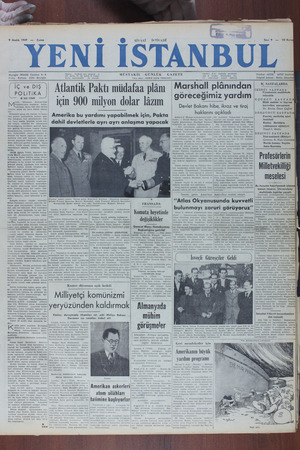 Yeni İstanbul Gazetesi 9 Aralık 1949 kapağı