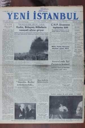 Yeni İstanbul Gazetesi 11 Aralık 1949 kapağı