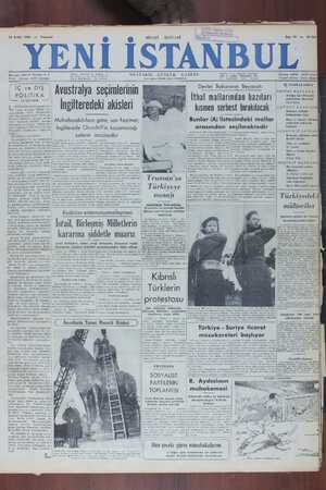 Yeni İstanbul Gazetesi 12 Aralık 1949 kapağı