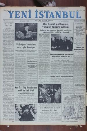 Yeni İstanbul Gazetesi 3 Ocak 1950 kapağı