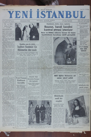 Yeni İstanbul Gazetesi 7 Ocak 1950 kapağı