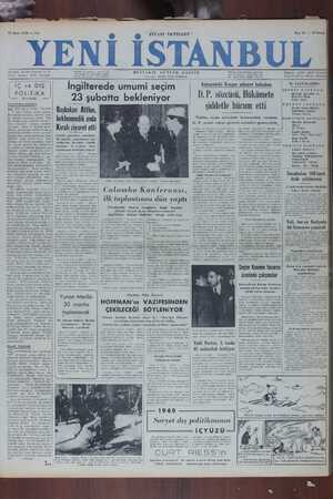 Yeni İstanbul Gazetesi 10 Ocak 1950 kapağı