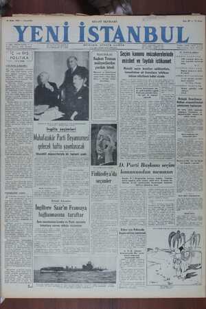 Yeni İstanbul Gazetesi 18 Ocak 1950 kapağı