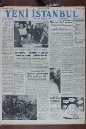 Yeni İstanbul Gazetesi 19 Ocak 1950 kapağı