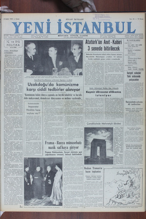 Yeni İstanbul Gazetesi 3 Şubat 1950 kapağı