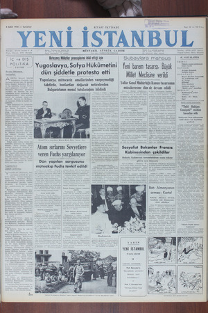 Yeni İstanbul Gazetesi 4 Şubat 1950 kapağı