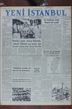 Yeni İstanbul Gazetesi 6 Şubat 1950 kapağı