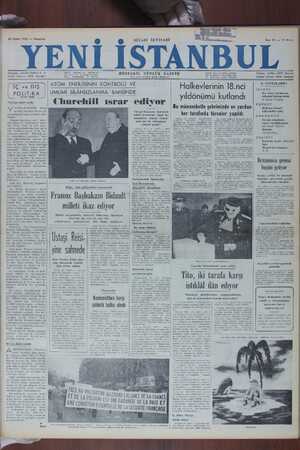 Yeni İstanbul Gazetesi 20 Şubat 1950 kapağı