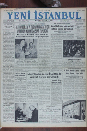 Yeni İstanbul Gazetesi 1 Mart 1950 kapağı