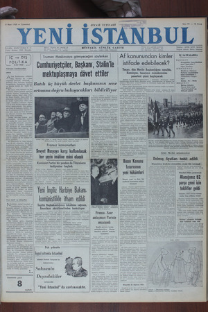 Yeni İstanbul Gazetesi 4 Mart 1950 kapağı