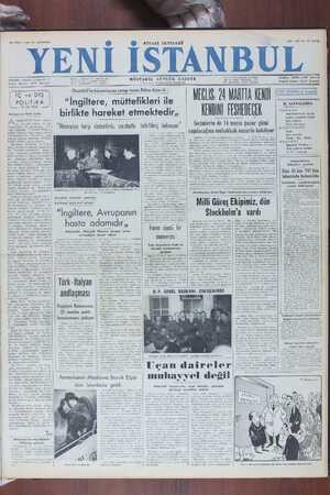 Yeni İstanbul Gazetesi 18 Mart 1950 kapağı