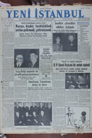 Yeni İstanbul Gazetesi 1 Nisan 1950 kapağı