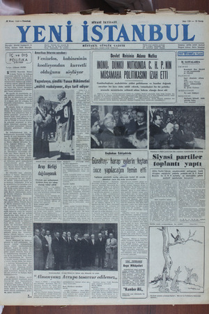 Yeni İstanbul Gazetesi 3 Nisan 1950 kapağı