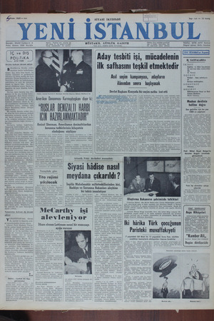 Yeni İstanbul Gazetesi 5 Nisan 1950 kapağı