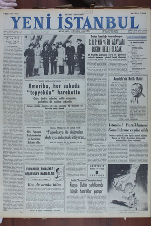 Yeni İstanbul Gazetesi 9 Nisan 1950 kapağı