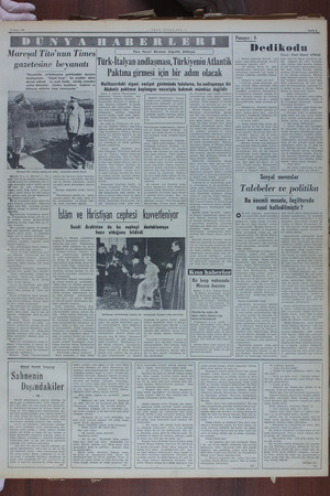  © Nisan 1080 Sayfa 8 Mareşal Tito'nun Times gazetesine beyanatı “Kremlinlin, milletlerarası poli “Soğuk harp”, fenalaşmıştır.