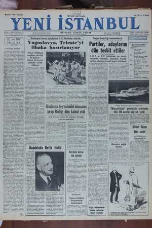 Yeni İstanbul Gazetesi 10 Nisan 1950 kapağı
