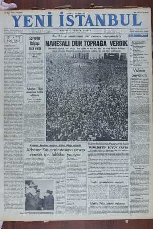 Yeni İstanbul Gazetesi 13 Nisan 1950 kapağı