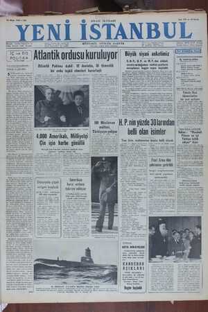 Yeni İstanbul Gazetesi 18 Nisan 1950 kapağı