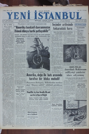 Yeni İstanbul Gazetesi 2 Mayıs 1950 kapağı