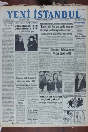 Yeni İstanbul Gazetesi 3 Mayıs 1950 kapağı