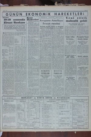   3 Mayın 1060 D OYETAN HU BANKALARIMIZ 1949 somnumnda Ziraat Bankası 1949 senesinde kabul edilen iki tâdil kanunu Bankanın