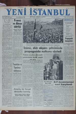 Yeni İstanbul Gazetesi 10 Mayıs 1950 kapağı