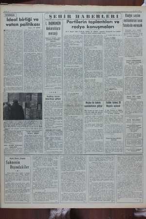   E Sayfa 2 YENİ İSTANBUL İ0 Mayıs 1950 TETKİKLER | İdeal birliği ve vatan politikası JEMOKRAT Partinin başkanı Ce- Jâl Bayar,
