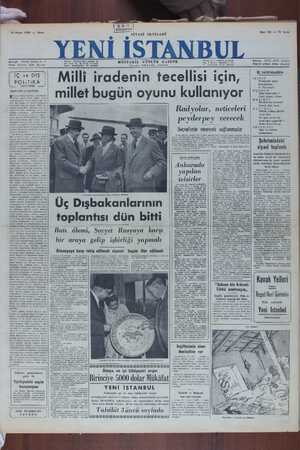 Yeni İstanbul Gazetesi 14 Mayıs 1950 kapağı