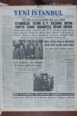 Yeni İstanbul Gazetesi 15 Mayıs 1950 kapağı