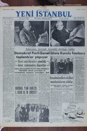 Yeni İstanbul Gazetesi 18 Mayıs 1950 kapağı