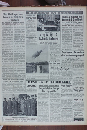   2 Haziran 1950 YENLASTANBUL Sayfa 8 * Washington muhabirimiz G. H. Martin telsizle bildiriyor Müstakbel harpte atom bombası,