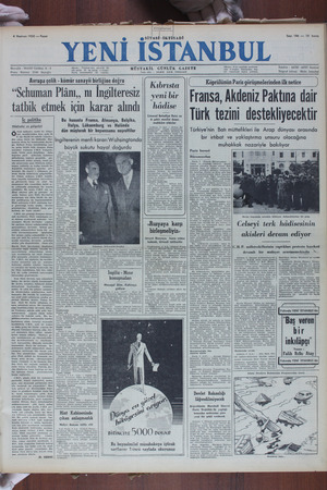 Yeni İstanbul Gazetesi 4 Haziran 1950 kapağı