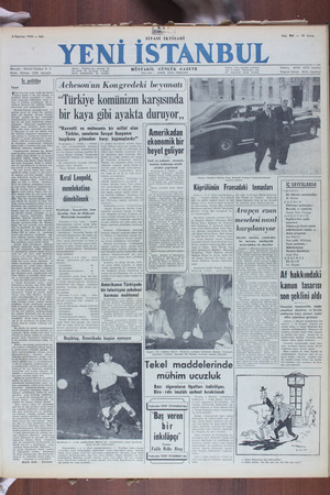 Yeni İstanbul Gazetesi 6 Haziran 1950 kapağı
