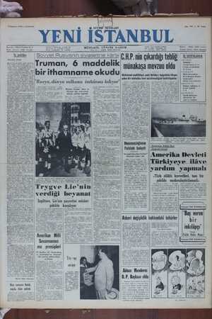   10 Haziran 1950 — Cumartesi SİYASI İKTİSADİ | V ı A I Sayı 192 — 10 kuruş Beyoğlu - Müellif Caddesi 6 -8 Posta Kutusu 2100