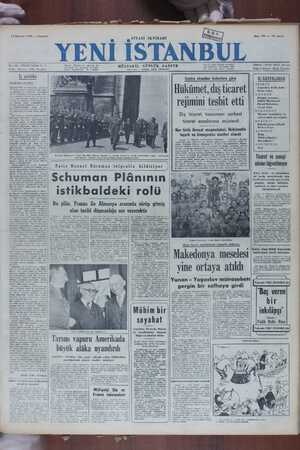 Yeni İstanbul Gazetesi 12 Haziran 1950 kapağı