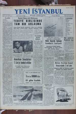 Yeni İstanbul Gazetesi 19 Haziran 1950 kapağı