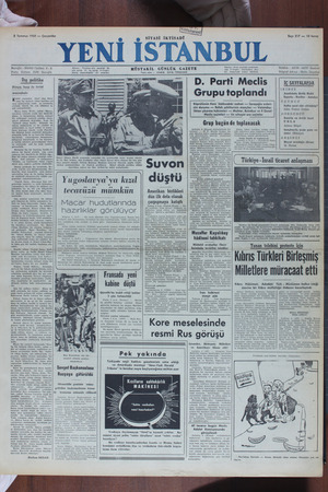 Yeni İstanbul Gazetesi 5 Temmuz 1950 kapağı