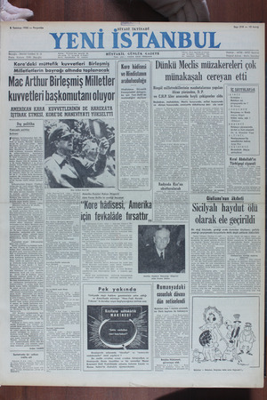 Yeni İstanbul Gazetesi 6 Temmuz 1950 kapağı