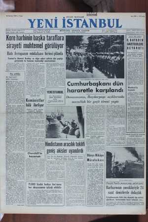 Yeni İstanbul Gazetesi 16 Temmuz 1950 kapağı