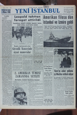 Yeni İstanbul Gazetesi 1 Ağustos 1950 kapağı