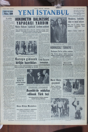 Yeni İstanbul Gazetesi 9 Ağustos 1950 kapağı