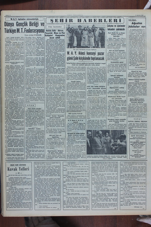   | Sayfa 2 YENİ İSTANBUL / Türkiye M.T. Dünya Gençlik Birliğinin ikdnci büyük konseyi 18 ağustos 1950 pa- zar günü Yıldızdaki