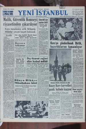 Yeni İstanbul Gazetesi 10 Ağustos 1950 kapağı