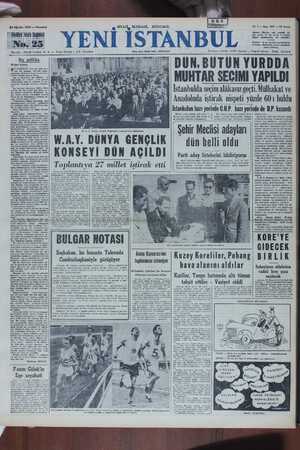 Yeni İstanbul Gazetesi 14 Ağustos 1950 kapağı