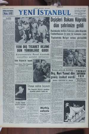  16 Ağustos 1950 — Çarşamba Heliyö: kutakıyonız No.27 Beyoğlu - Müellif Caddesi 6 - 8 SİYASİ MÜSLAKIL İKTİSADİ, — Posta Kutusu