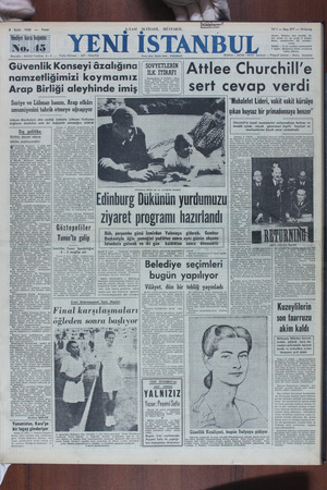 Yeni İstanbul Gazetesi 3 Eylül 1950 kapağı