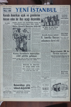 Yeni İstanbul Gazetesi 6 Eylül 1950 kapağı