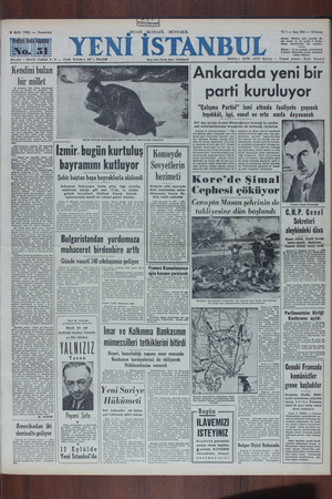 Yeni İstanbul Gazetesi 9 Eylül 1950 kapağı